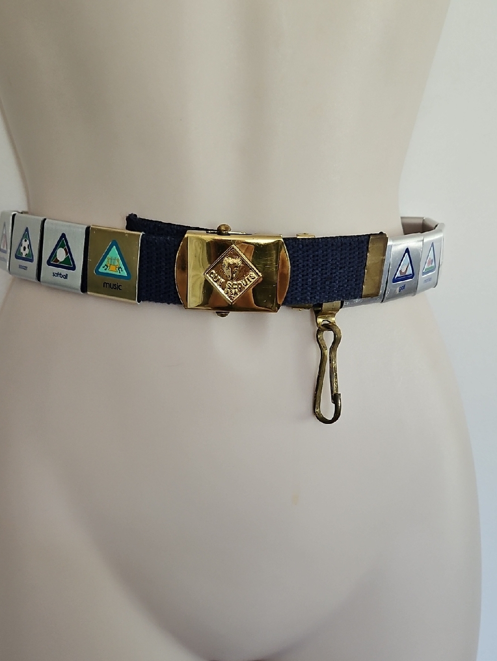 Vintage Cub Scouts USA Belt & Buckle With Loop Slide Badges 27" Made In The USA
